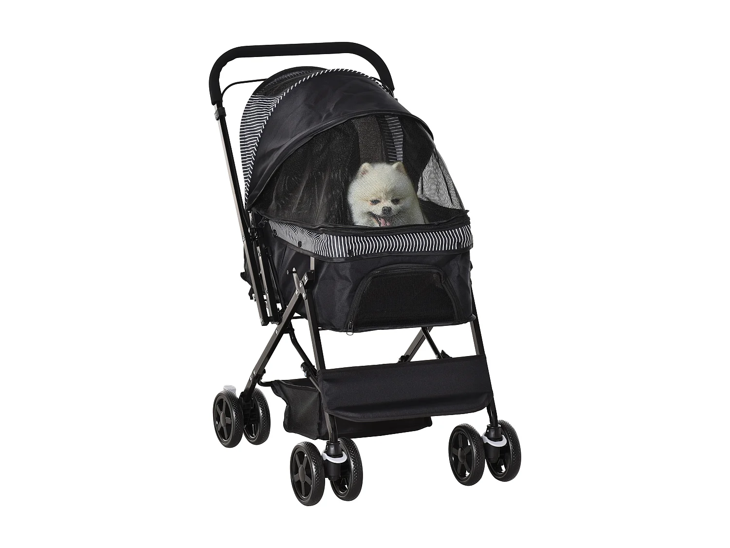 Passeggino per cani pieghevole con maniglione girevole e ruote in eva