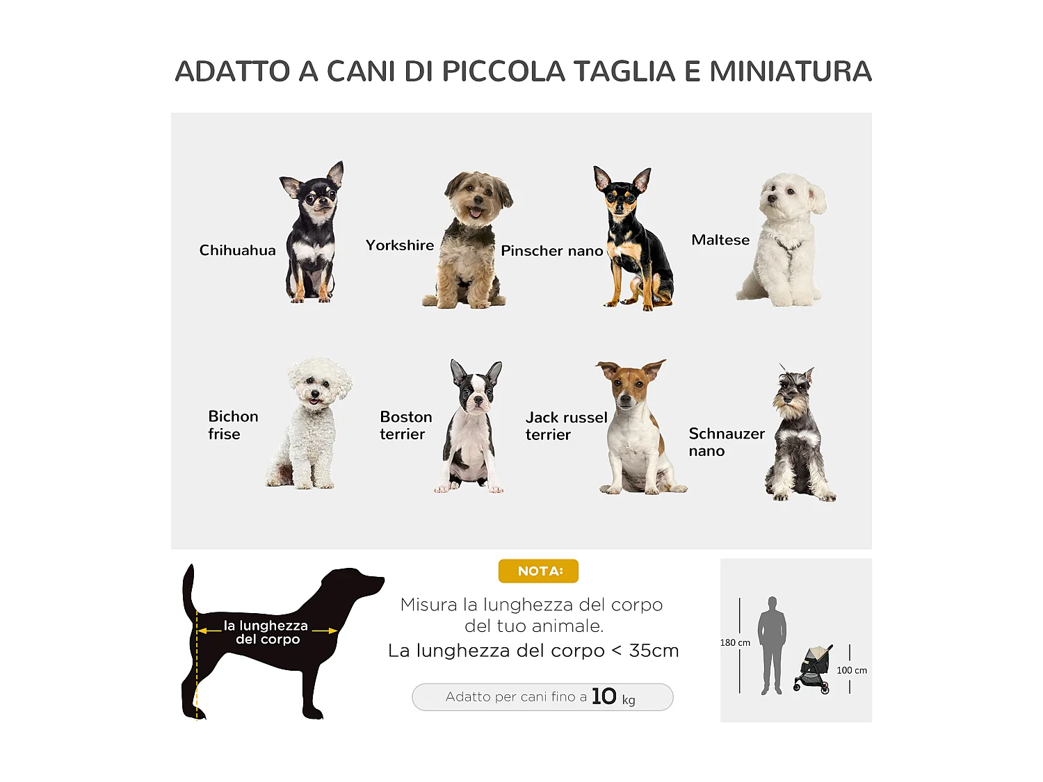 Passeggino cani pieghevole 3 ruote con copertura antipioggia khaki
