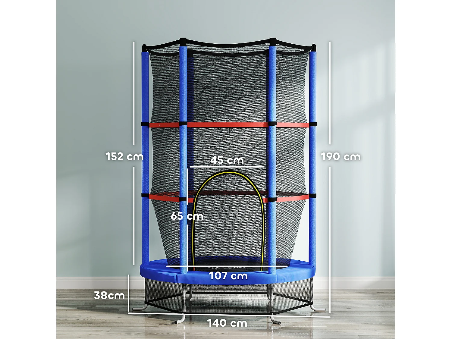 Tappeto elastico per bambini 3-6 anni con 3 ingressi blu e nero