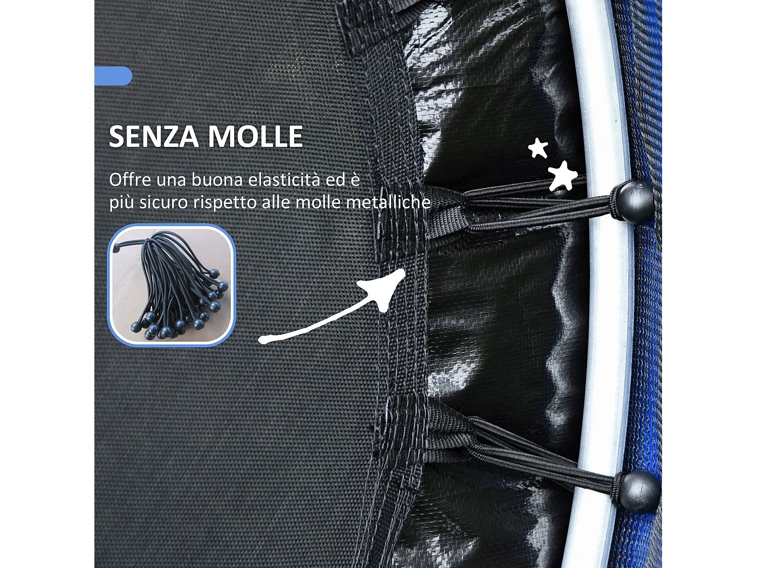 Tappeto elastico per bambini 3-6 anni con 3 ingressi blu e nero