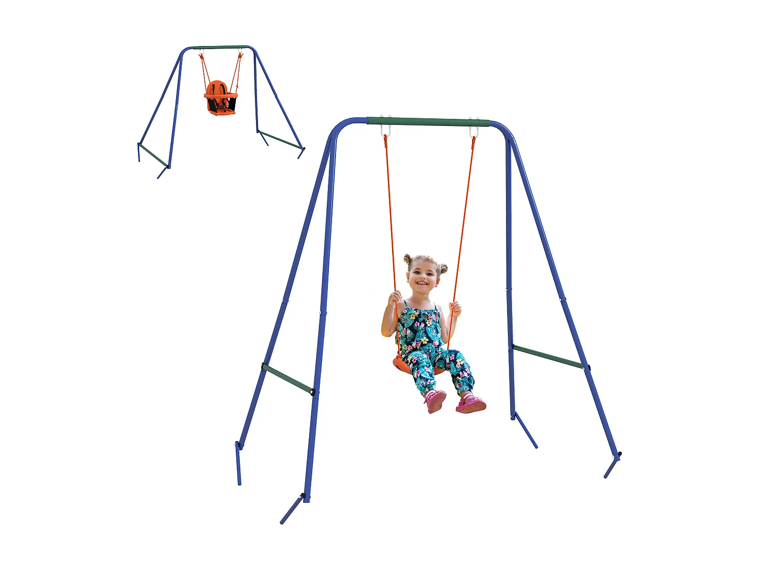 Altalena da giardino 2 in 1 per bambini da 6 mesi a 8 anni