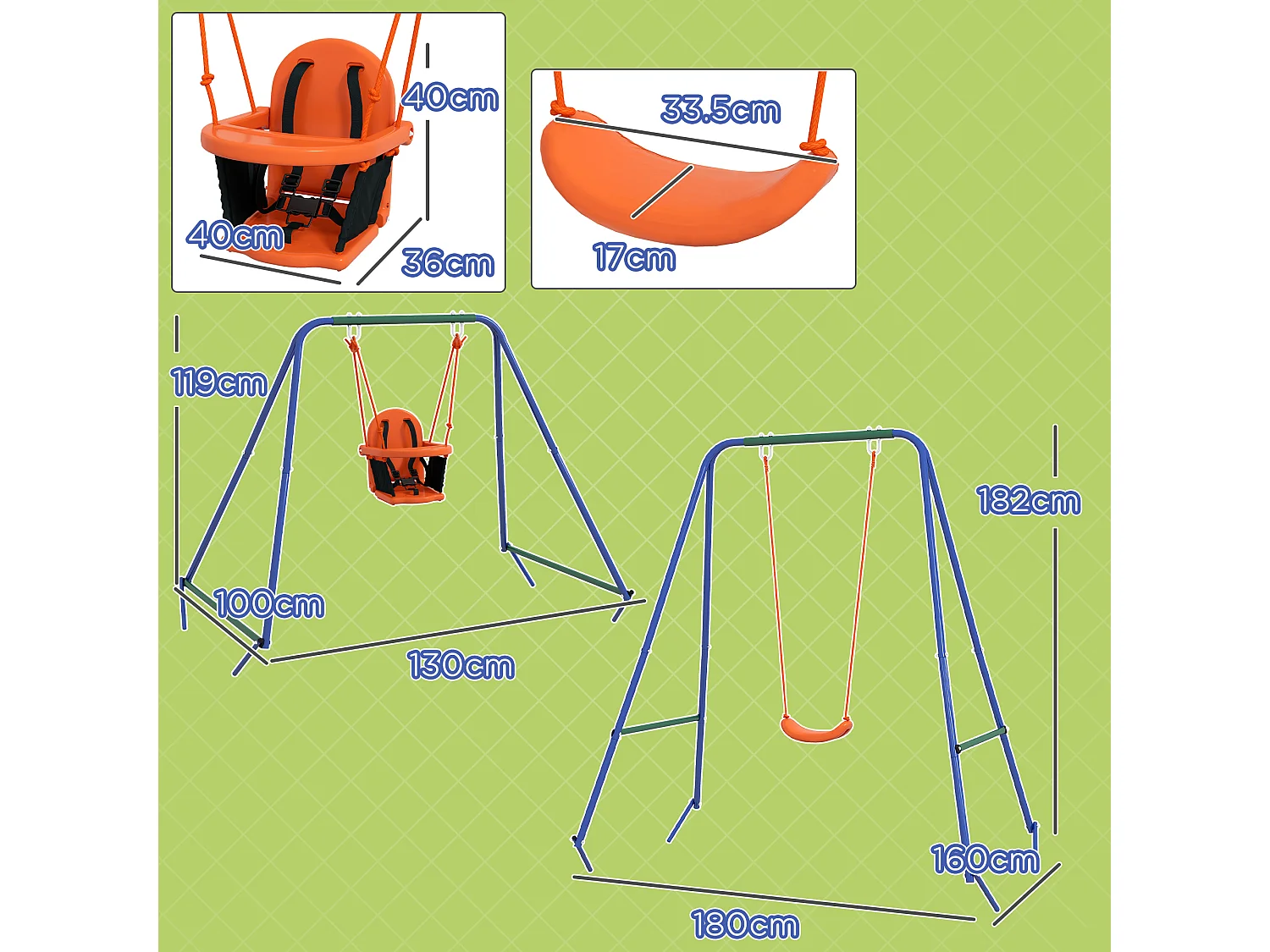 Altalena da giardino 2 in 1 per bambini da 6 mesi a 8 anni