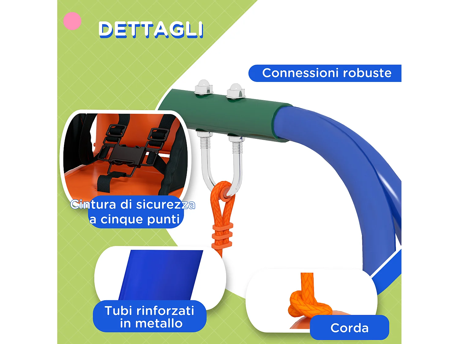 Altalena da giardino 2 in 1 per bambini da 6 mesi a 8 anni