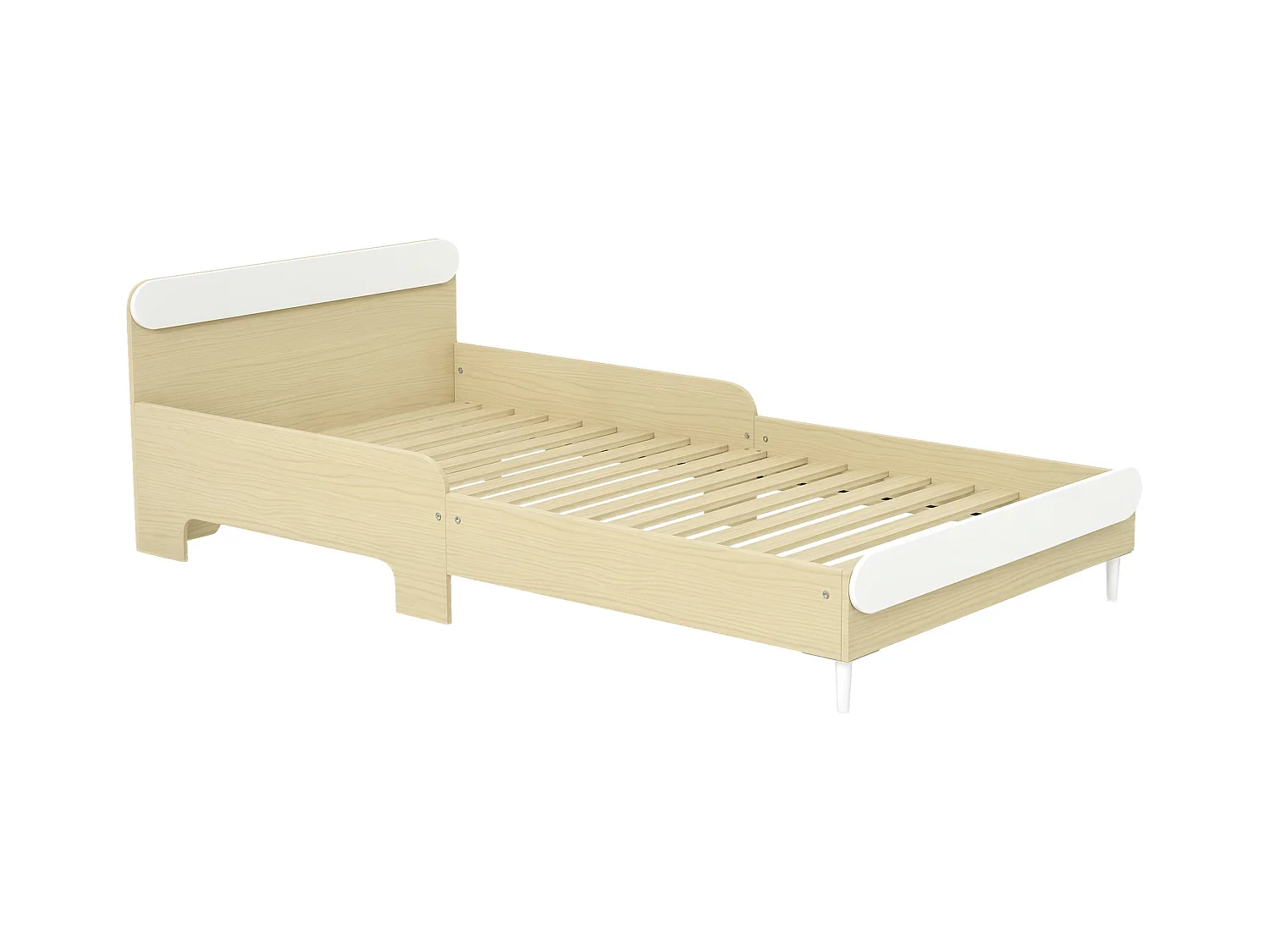 Letto per bambini 3-10 anni basso in legno e mdf bianco e color legno