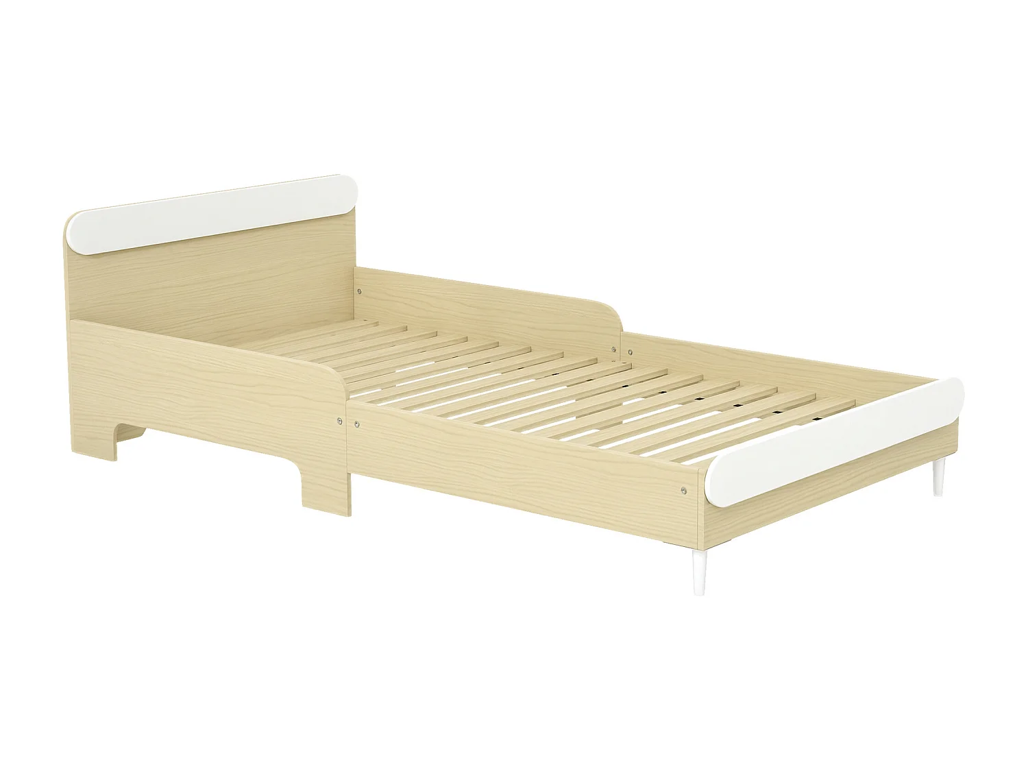 Letto per bambini 3-10 anni basso in legno e mdf bianco e color legno