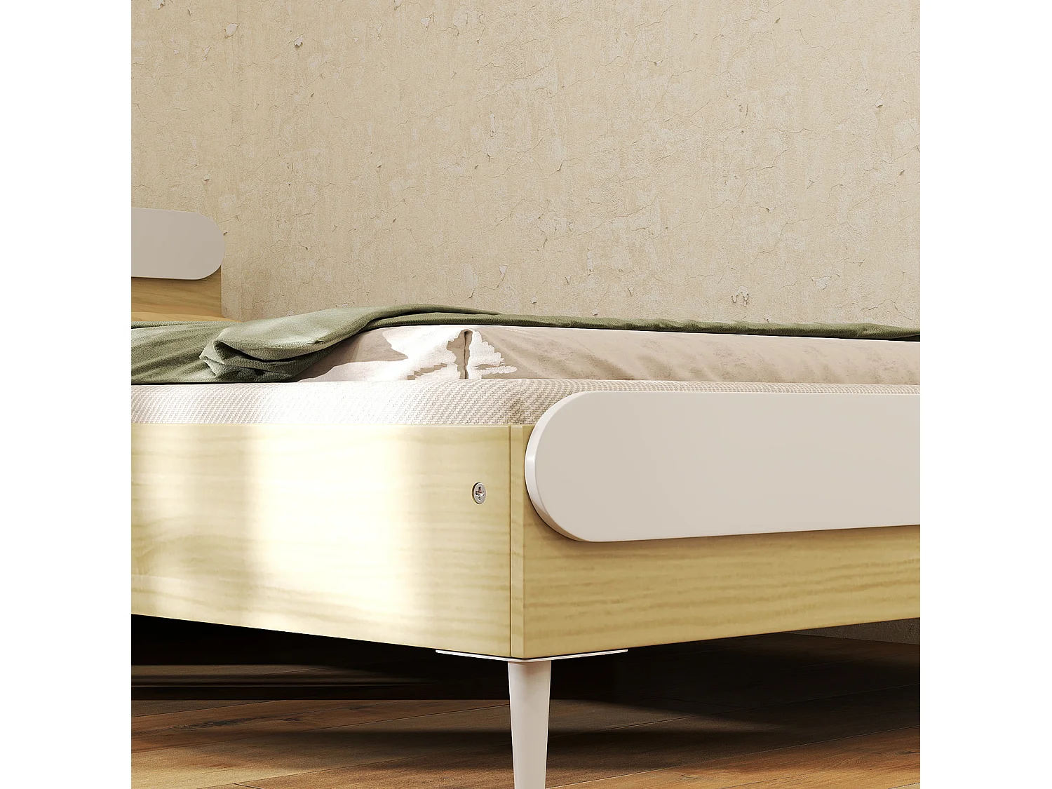 Letto per bambini 3-10 anni basso in legno e mdf bianco e color legno