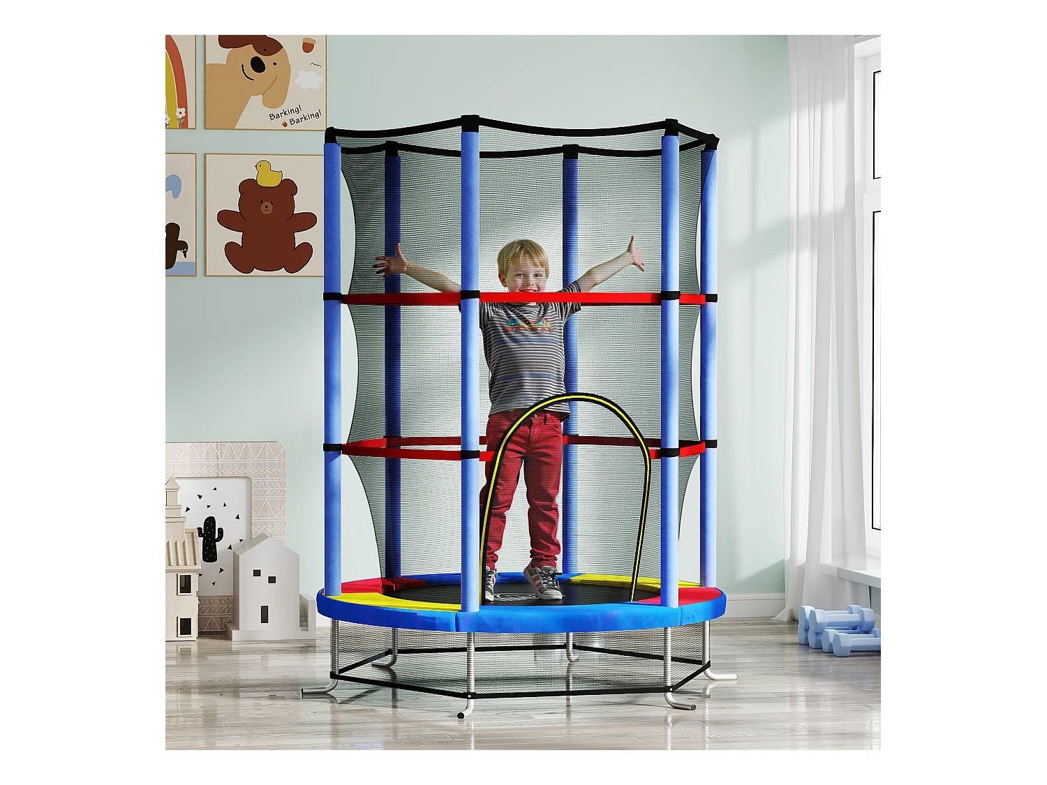 Tappeto elastico per bambini 3-6 anni con 3 ingressi multicolore