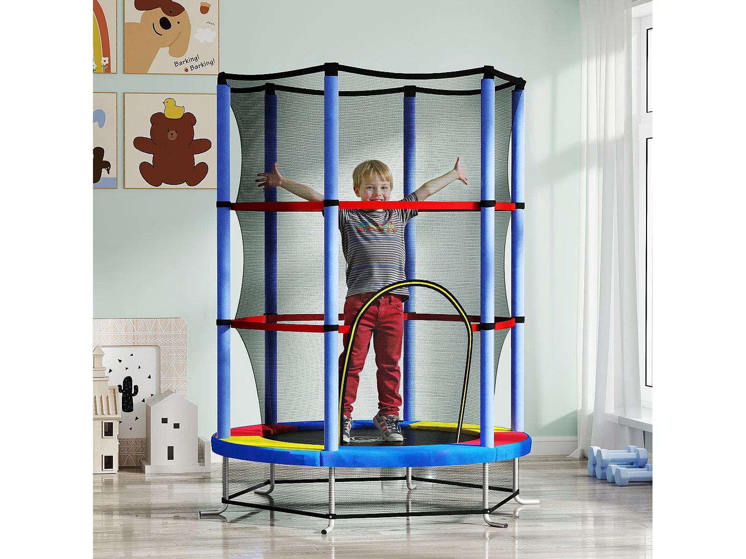 Tappeto elastico per bambini 3-6 anni con 3 ingressi multicolore