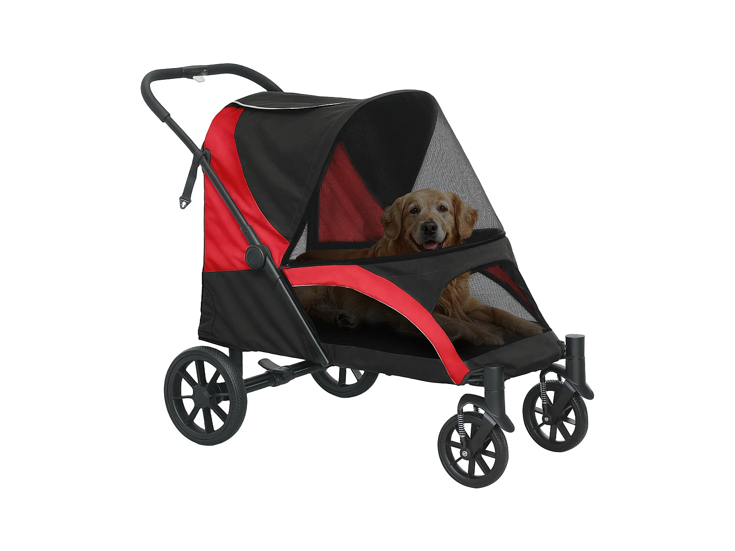 Passeggino per cani taglia grande pieghevole con cuscino nero