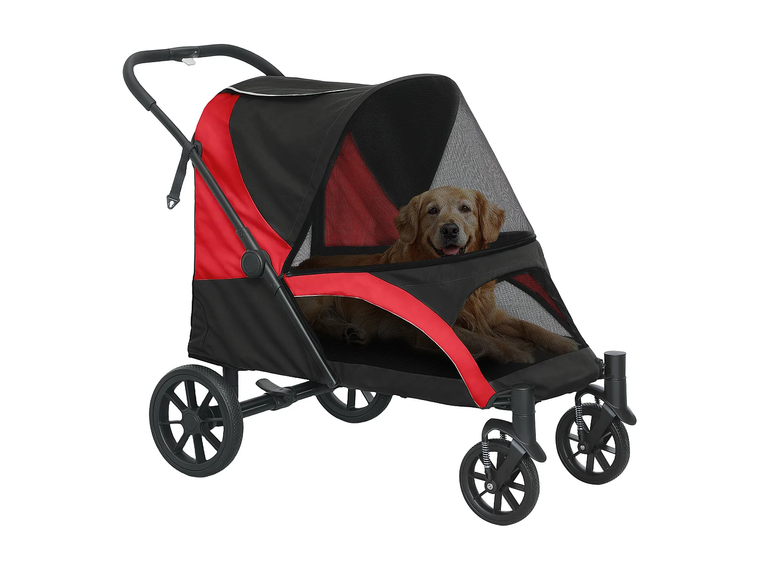 Passeggino per cani taglia grande pieghevole con cuscino nero