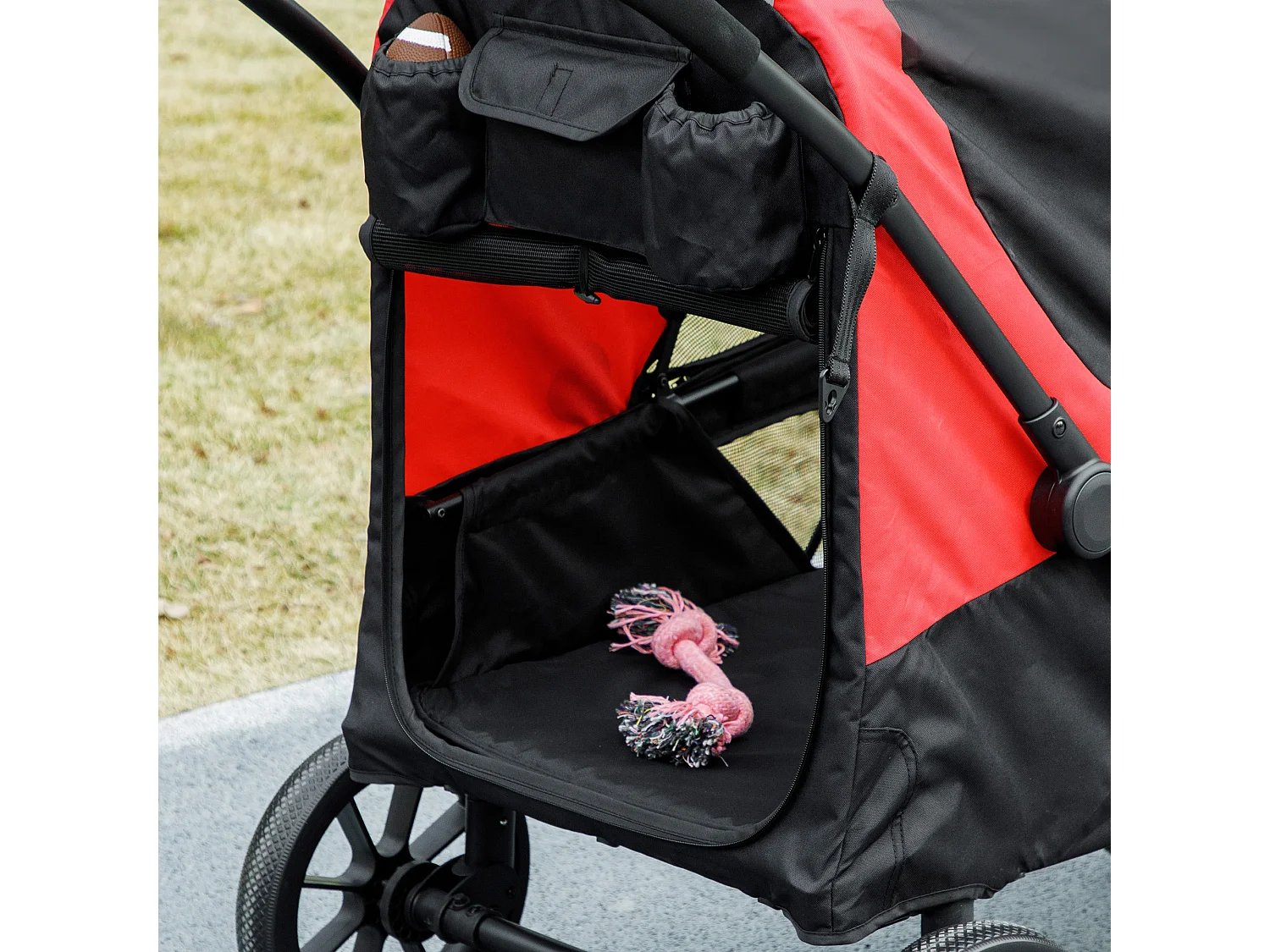 Passeggino per cani taglia grande pieghevole con cuscino nero