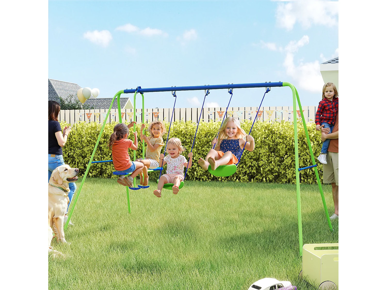 Set esterno con 2 altalene singole e 1 altalena doppia 280x140x178 cm