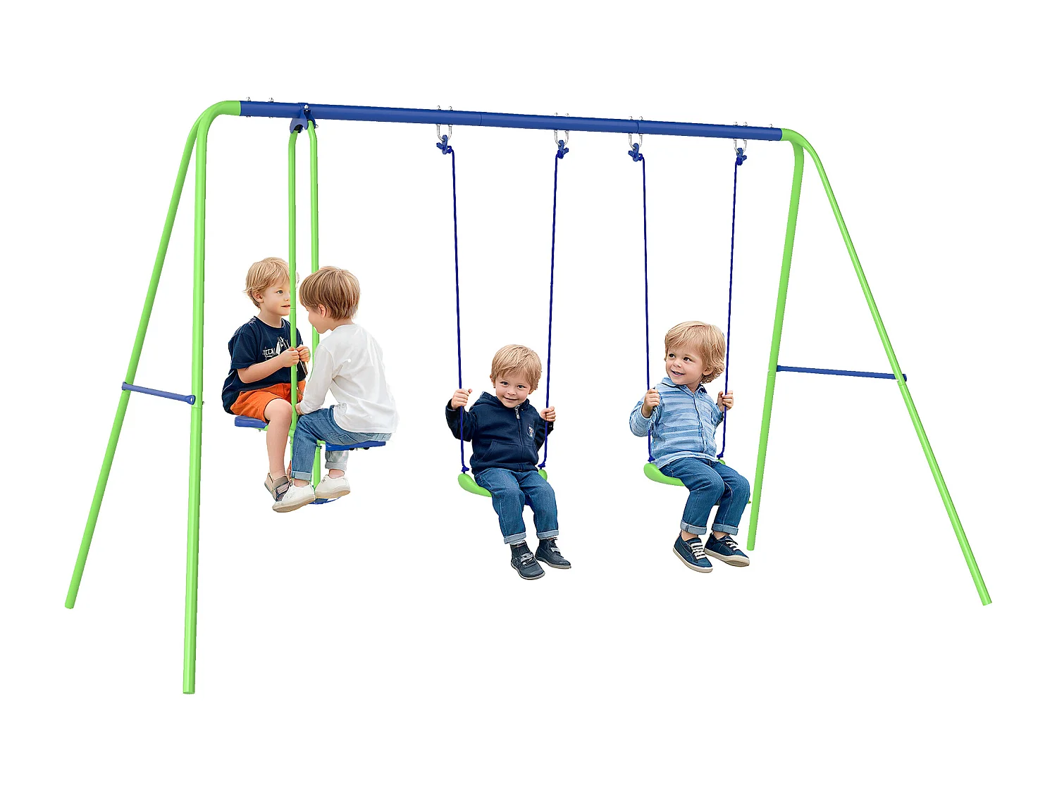 Set esterno con 2 altalene singole e 1 altalena doppia 280x140x178 cm