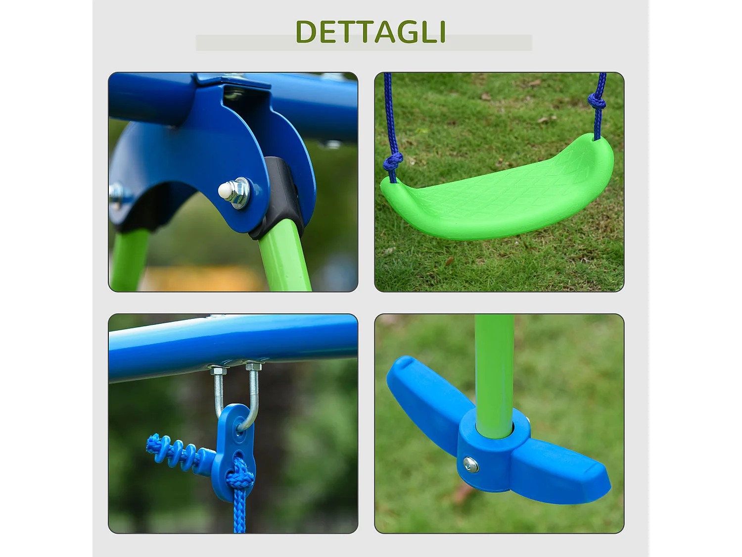 Set esterno con 2 altalene singole e 1 altalena doppia 280x140x178 cm