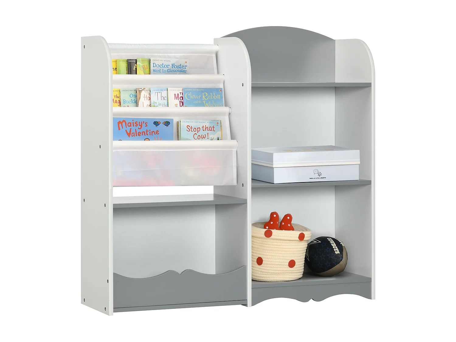 Scaffale portagiochi per bambini 85x26x84cm in legno grigio