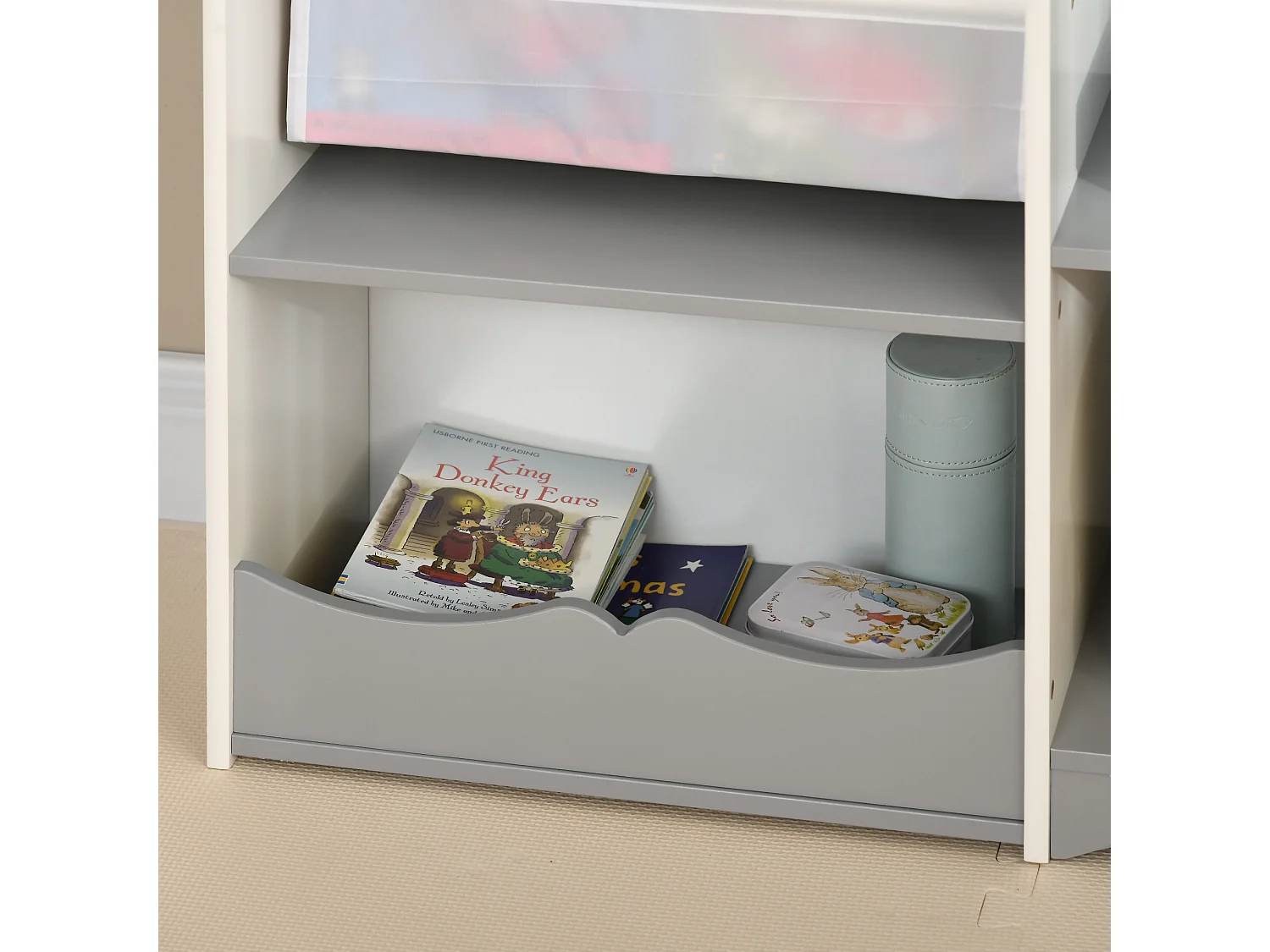 Scaffale portagiochi per bambini 85x26x84cm in legno grigio