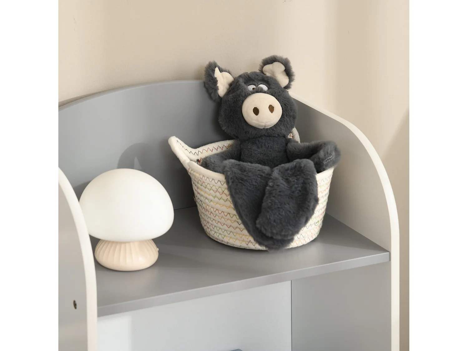 Scaffale portagiochi per bambini 85x26x84cm in legno grigio