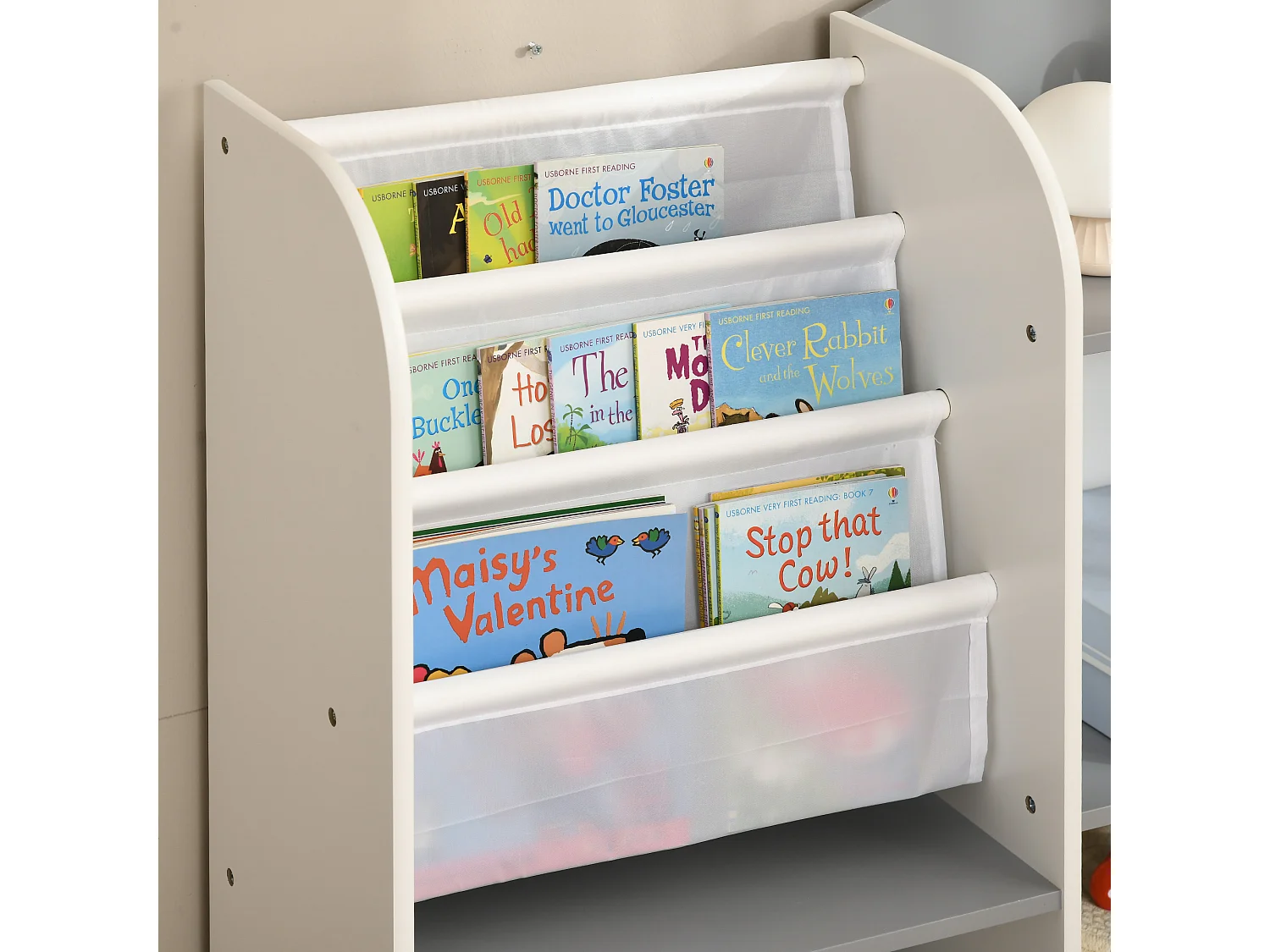 Scaffale portagiochi per bambini 85x26x84cm in legno grigio