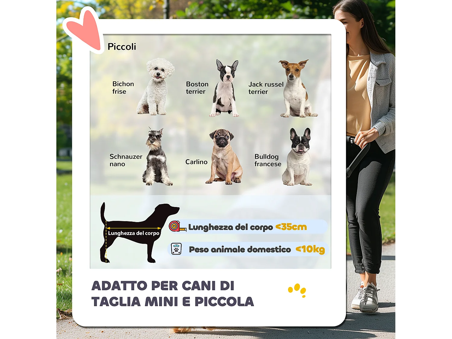 Passeggino per cani pieghevole con copertura antipioggia e freni blu