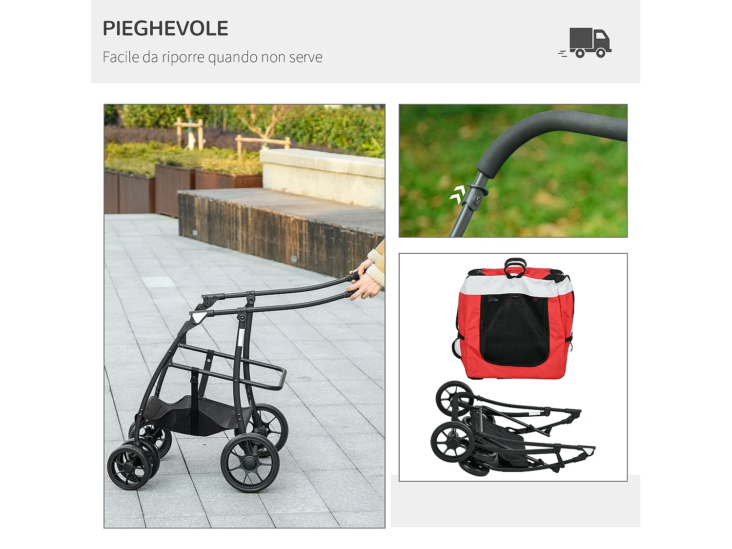 Passeggino per cani taglia piccola e mini con guinzagli e custodia