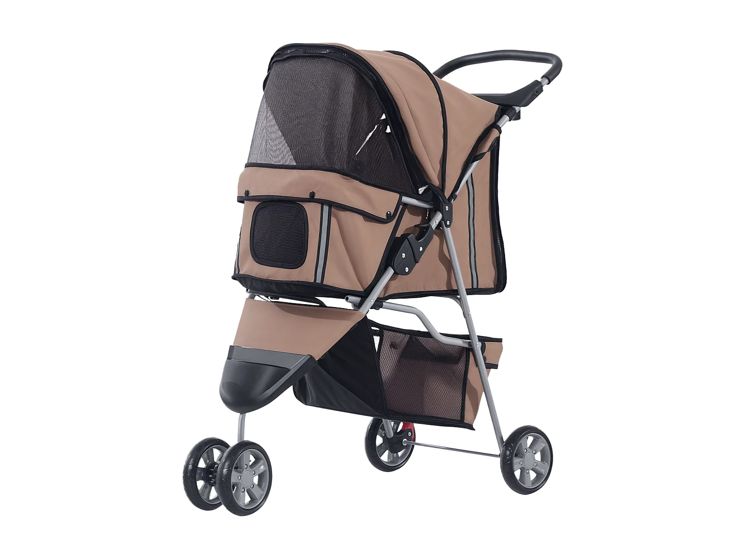 Passeggino per cani e gatti con ruote girevoli 75x45x97cm caffè