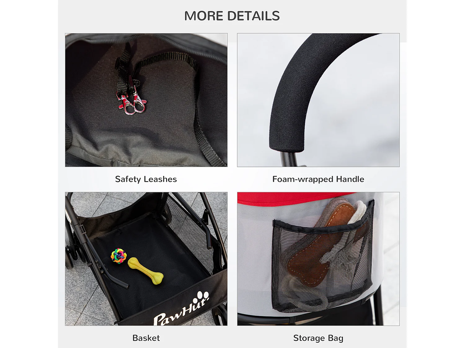 Passeggino per cani pieghevole con trasportino rimovibile rosso