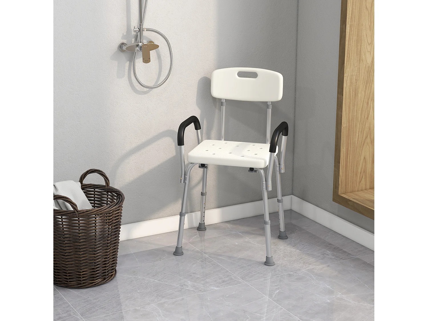 Sedia per doccia e vasca da bagno con braccioli e altezza regolabile