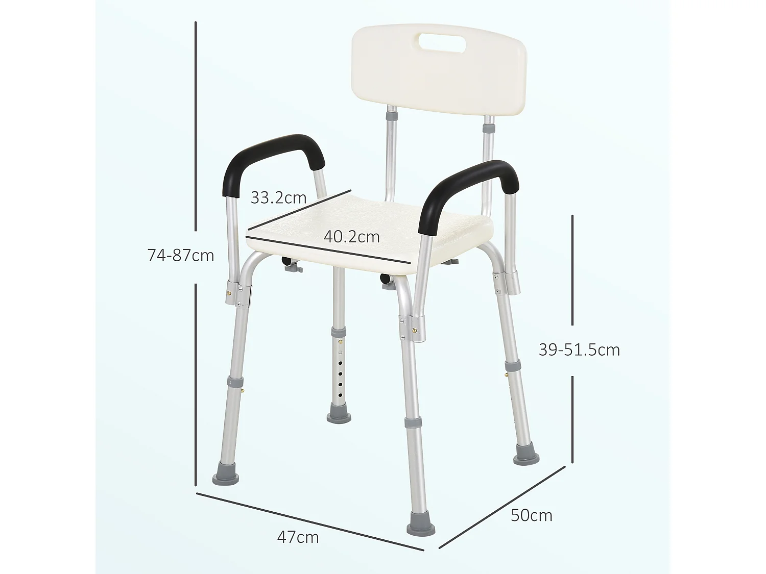 Sedia per doccia e vasca da bagno con braccioli e altezza regolabile