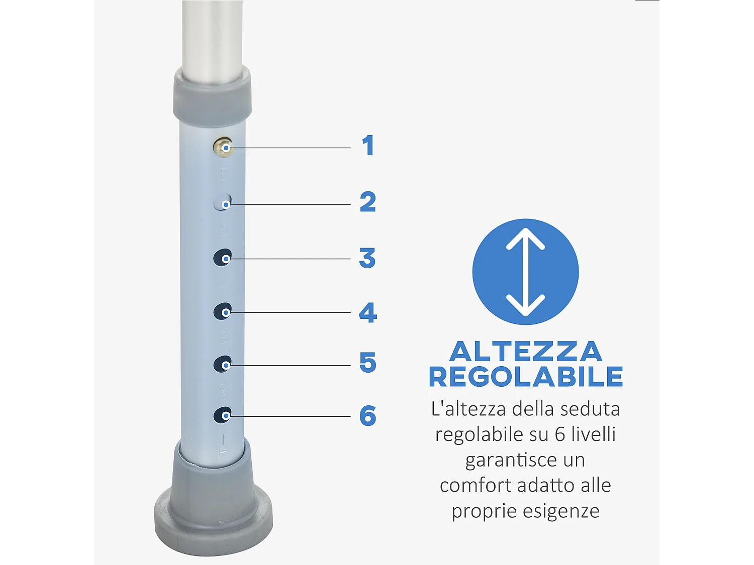 Sedia per doccia e vasca da bagno con braccioli e altezza regolabile
