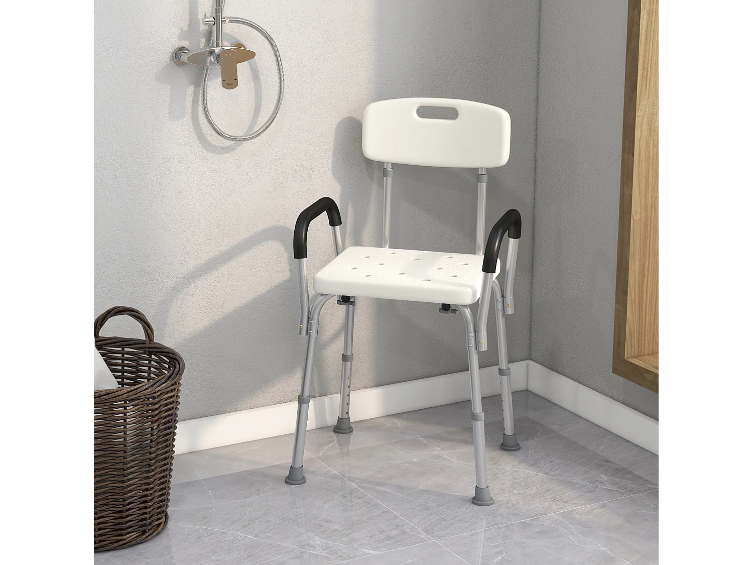 Sedia per doccia e vasca da bagno con braccioli e altezza regolabile
