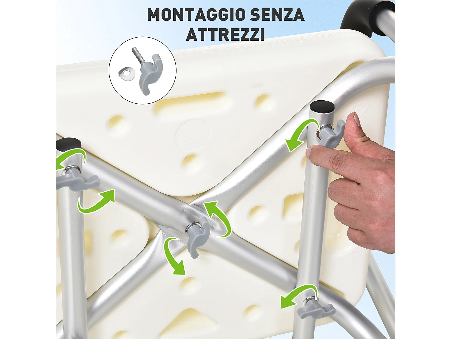 Sedia per doccia e vasca da bagno con braccioli e altezza regolabile
