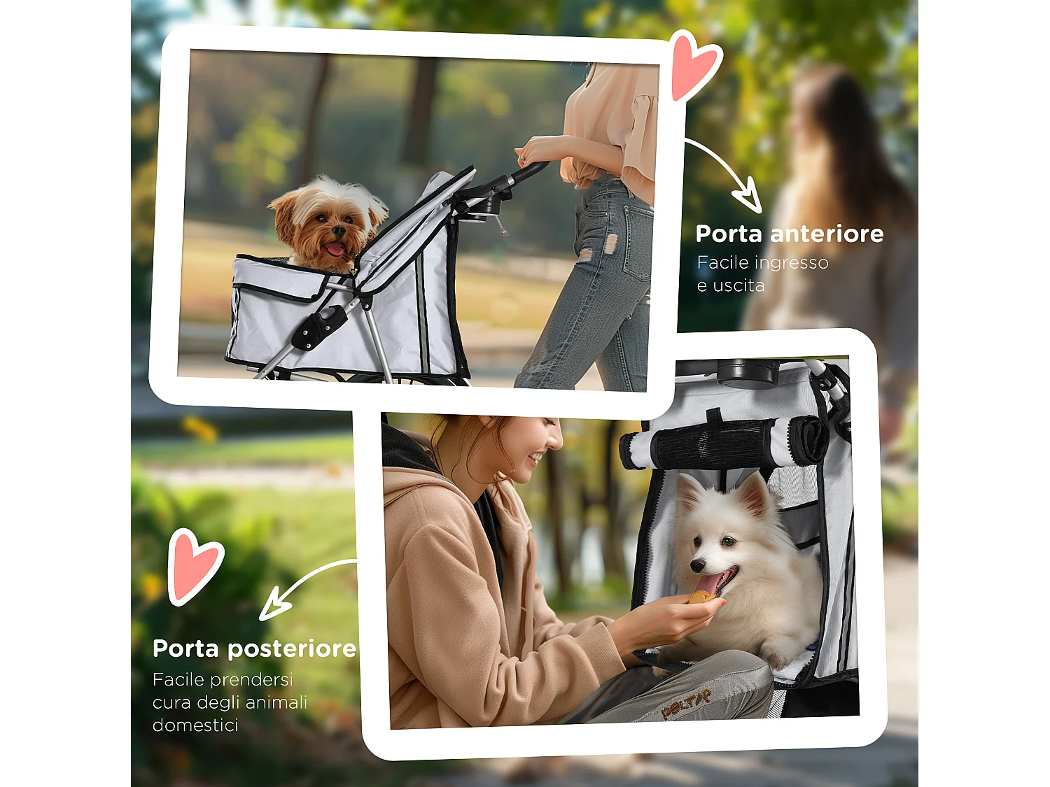 Passeggino per cani pieghevole cestino copertura tessuto oxford grigio