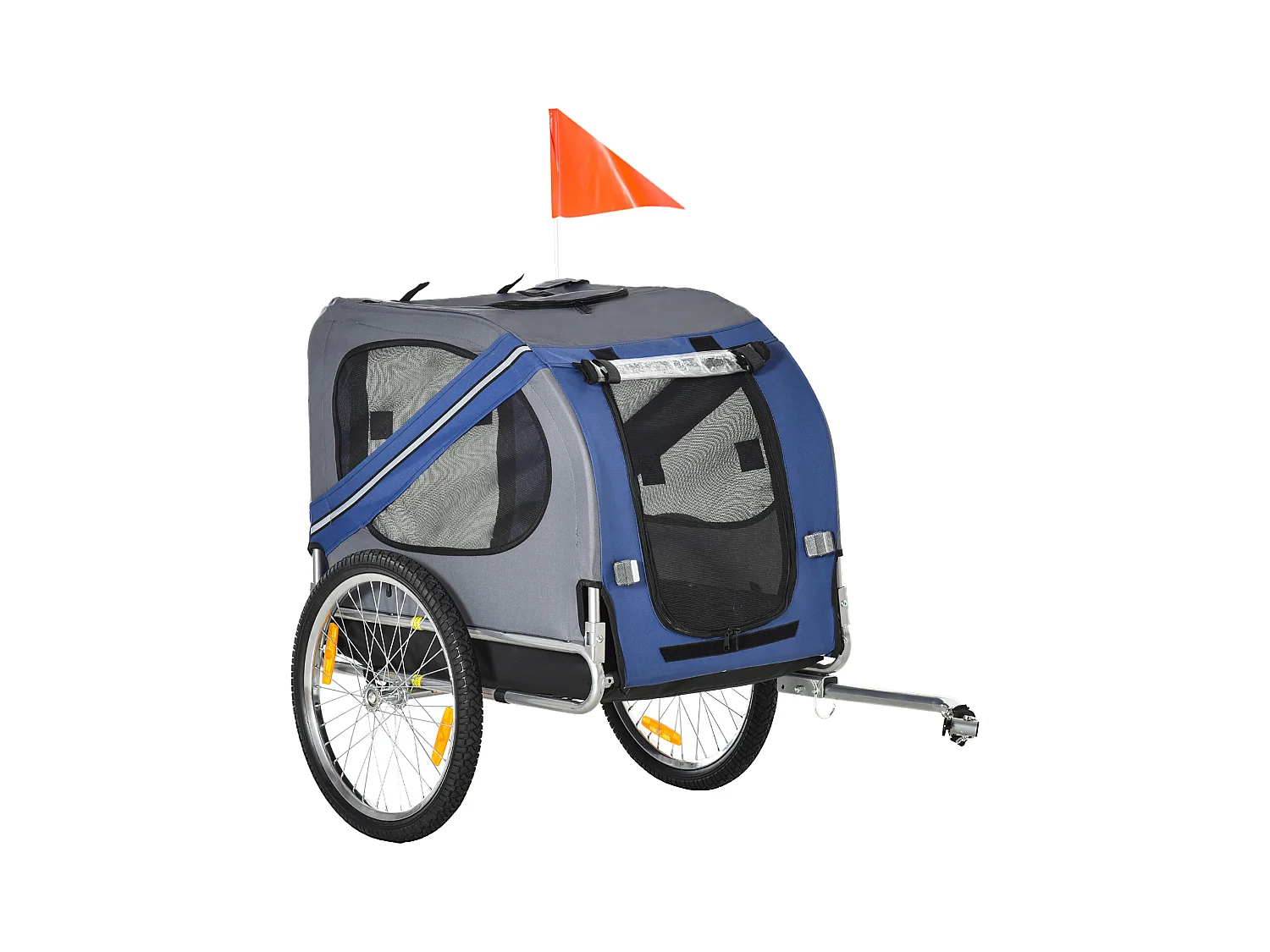 Rimorchio da bicicletta per cani e gatti blu e grigio