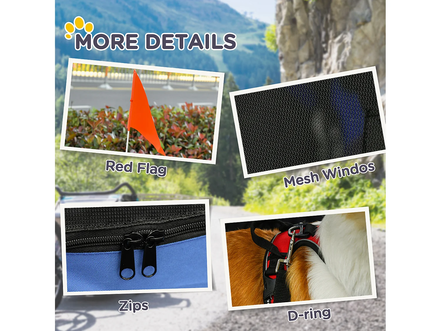 Rimorchio da bicicletta per cani e gatti blu e grigio