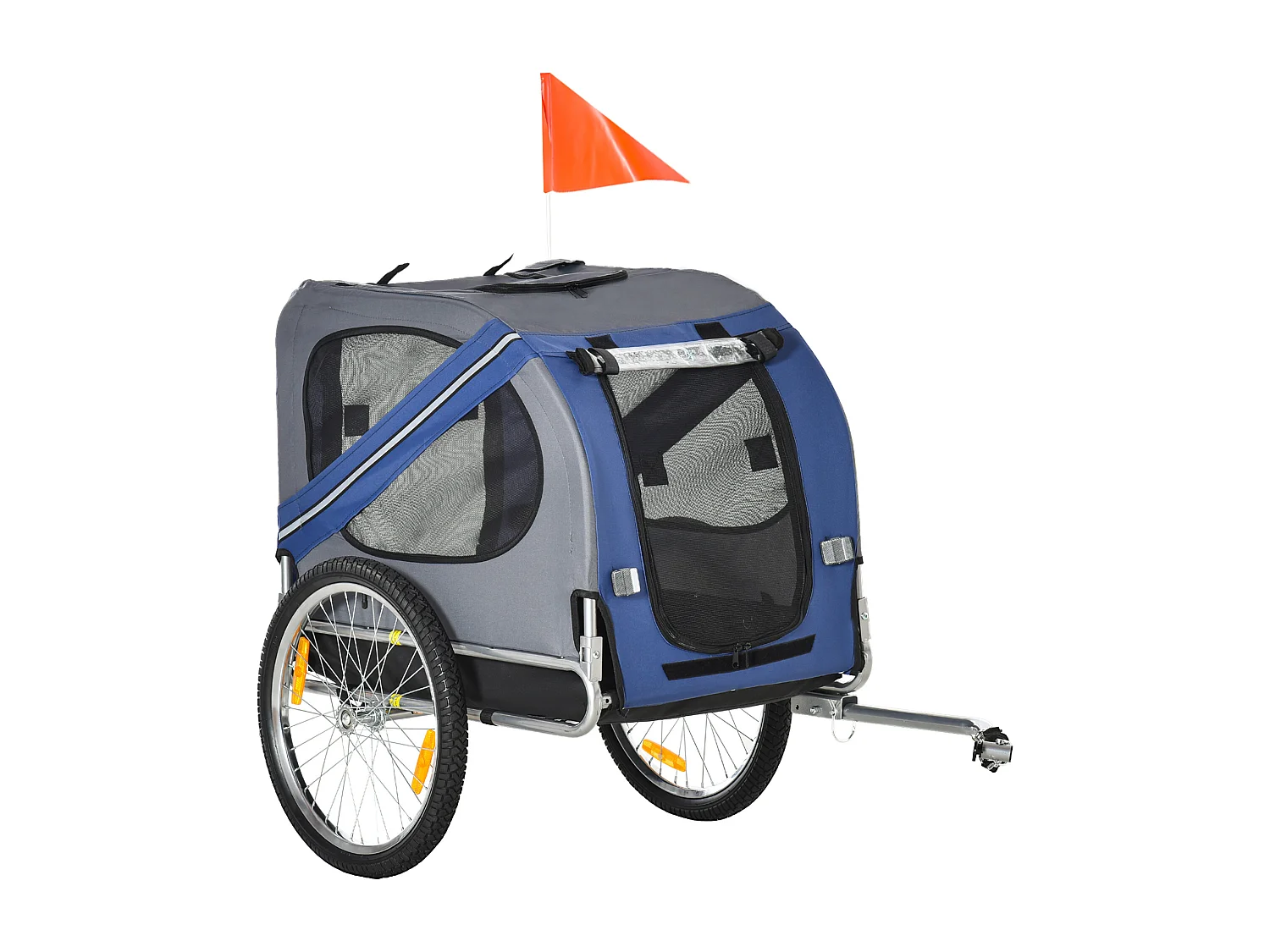 Rimorchio da bicicletta per cani e gatti blu e grigio