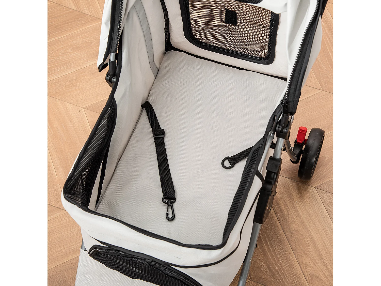 Passeggino per cani taglia mini e piccola pieghevole con 3 reti grigio