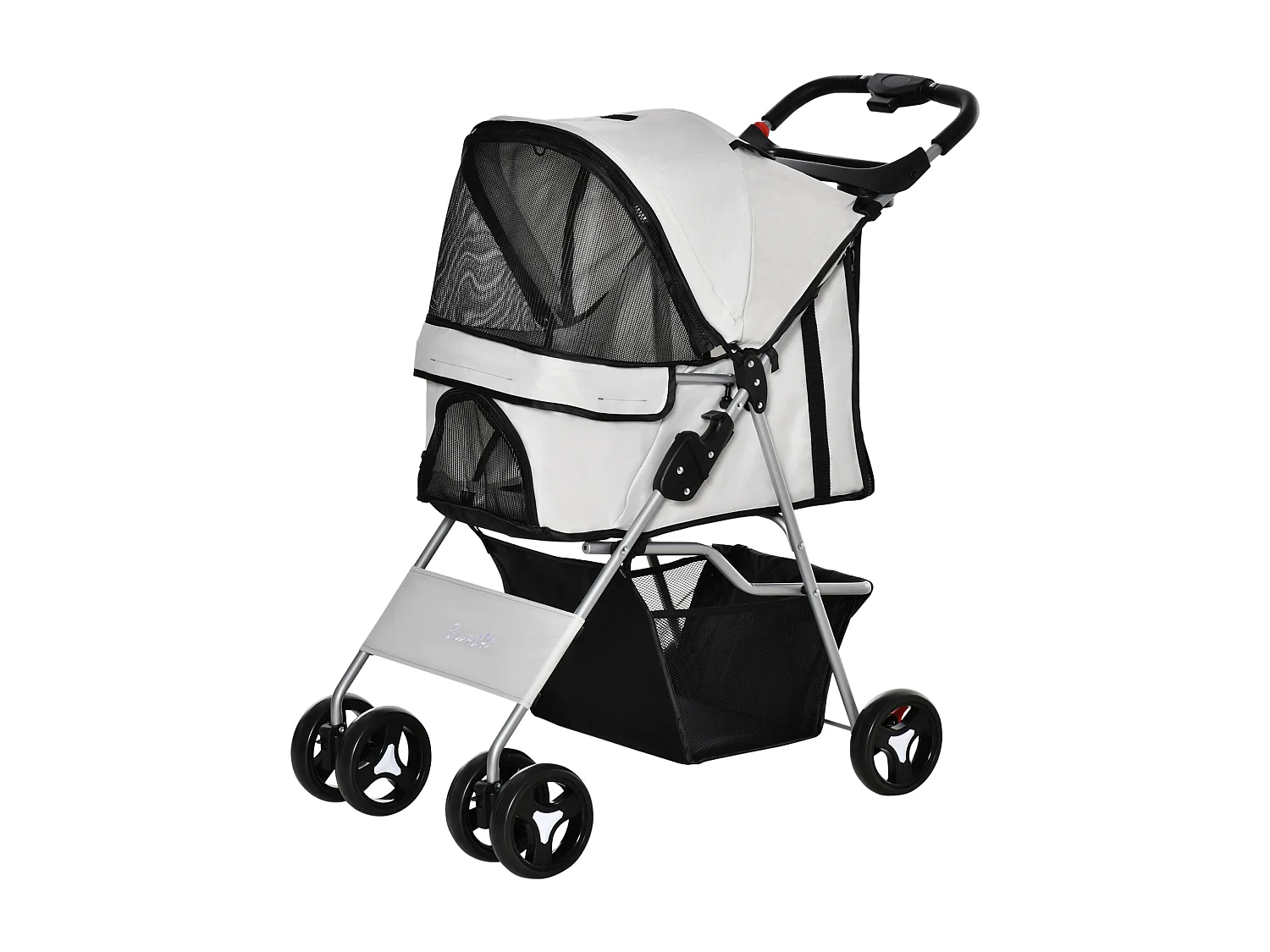 Passeggino per cani taglia mini e piccola pieghevole con 3 reti grigio