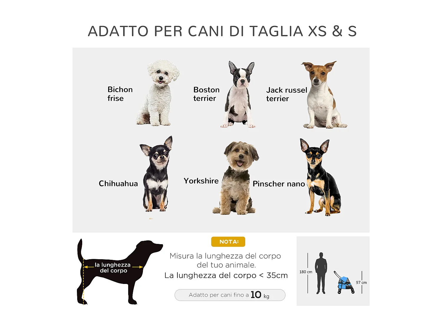 Passeggino per cani pieghevole con tettuccio e ruote girevoli blu