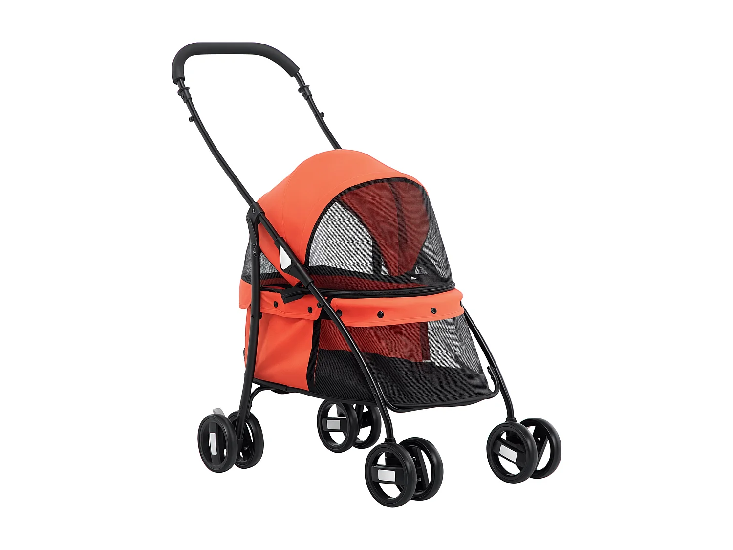Passeggino per cani pieghevole con tettuccio regolabile rosso e nero