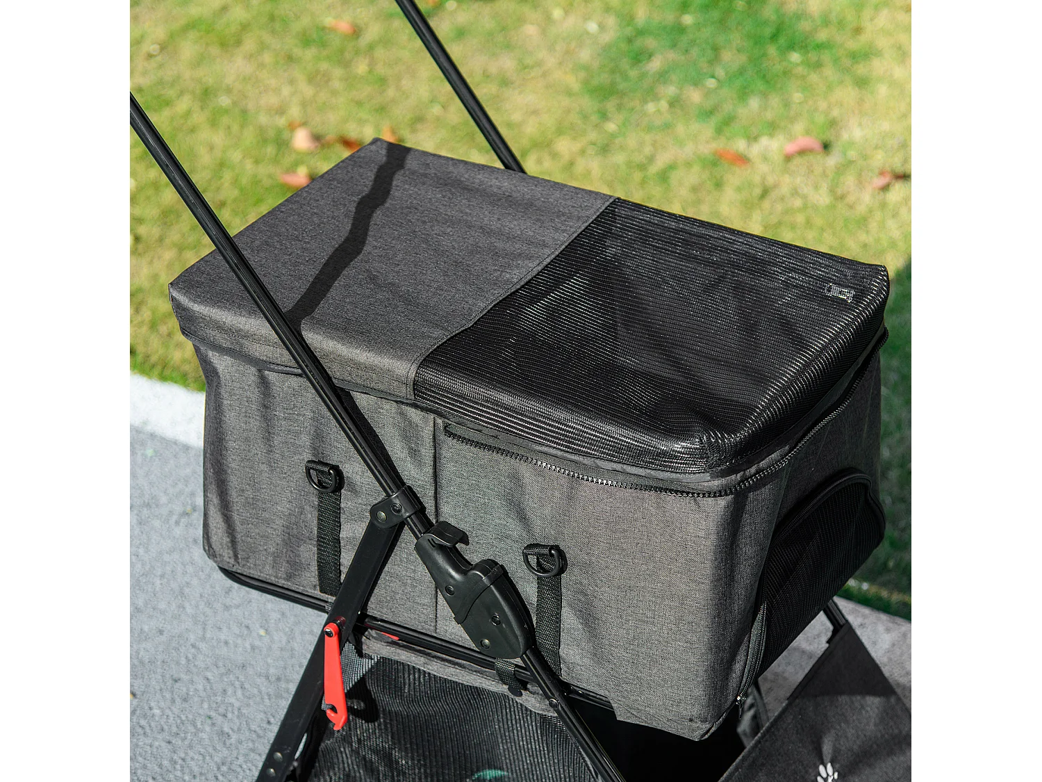 Passeggino per cani 3 in 1 convertibile in trasportino con cuscino grigio