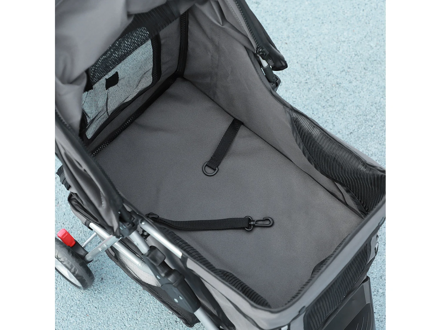 Passeggino per cani pieghevole con freno e ruote girevoli grigio carbone