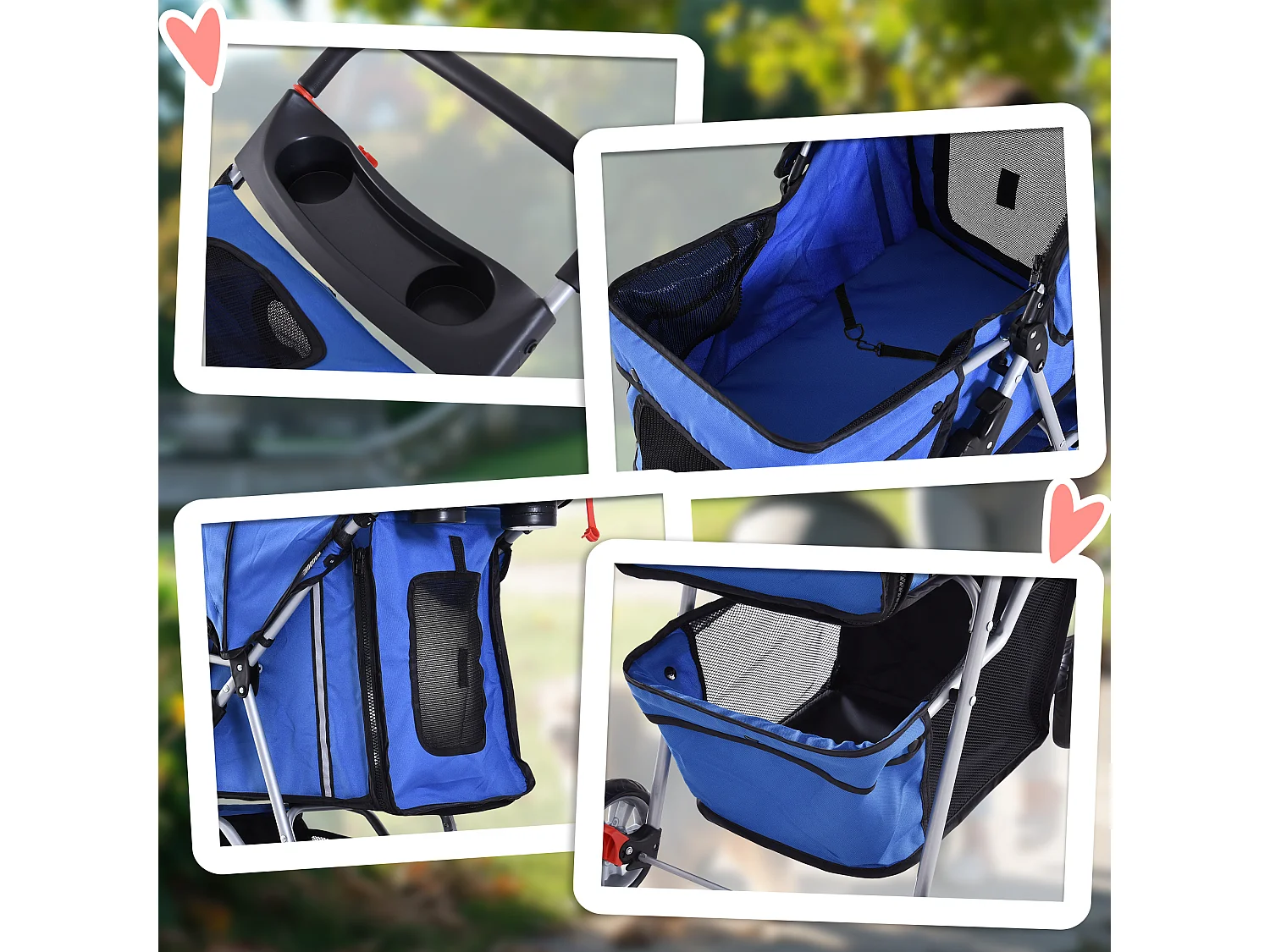 Passeggino per cani pieghevole cestino copertura tessuto oxford blu