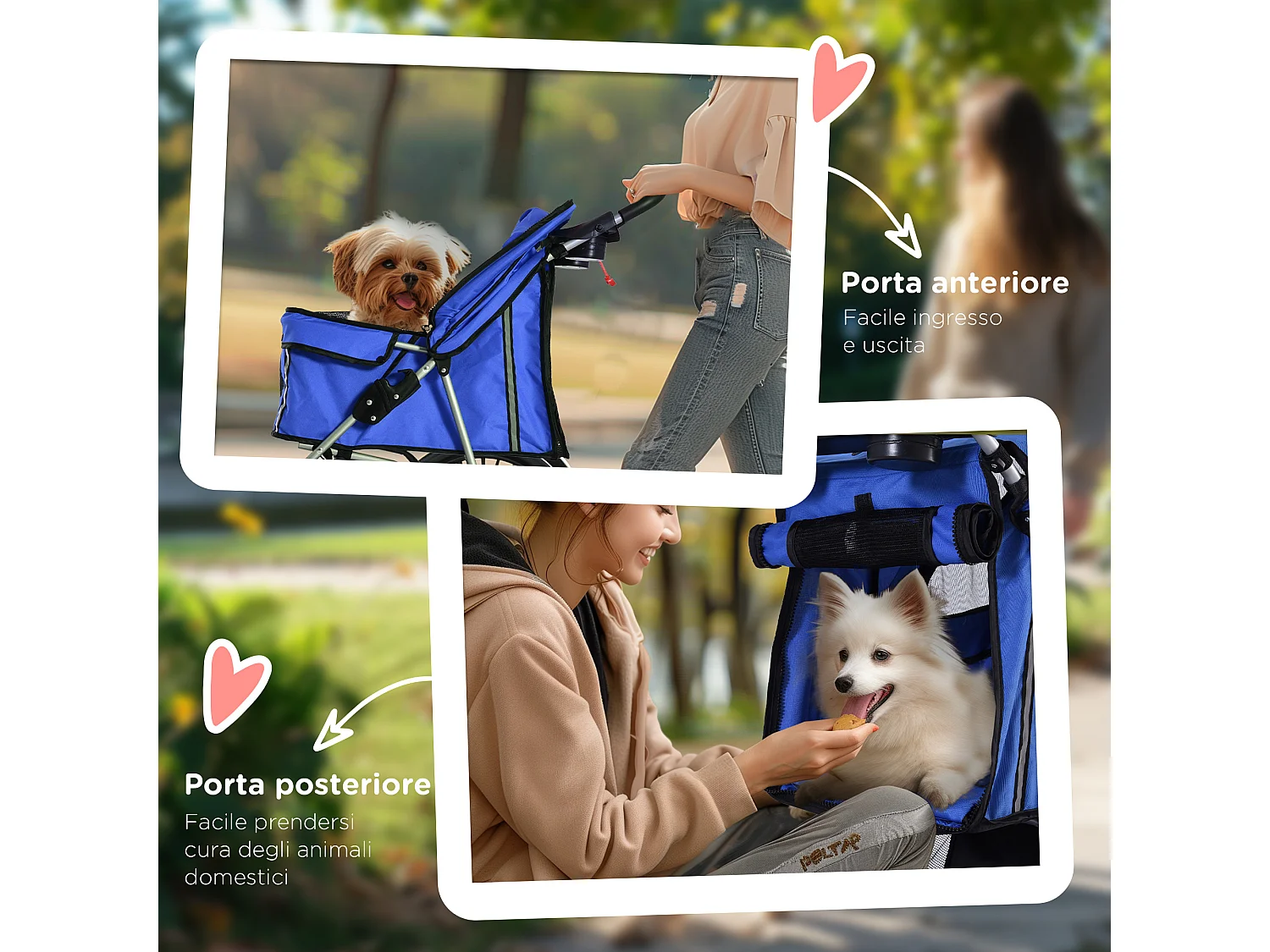 Passeggino per cani pieghevole cestino copertura tessuto oxford blu