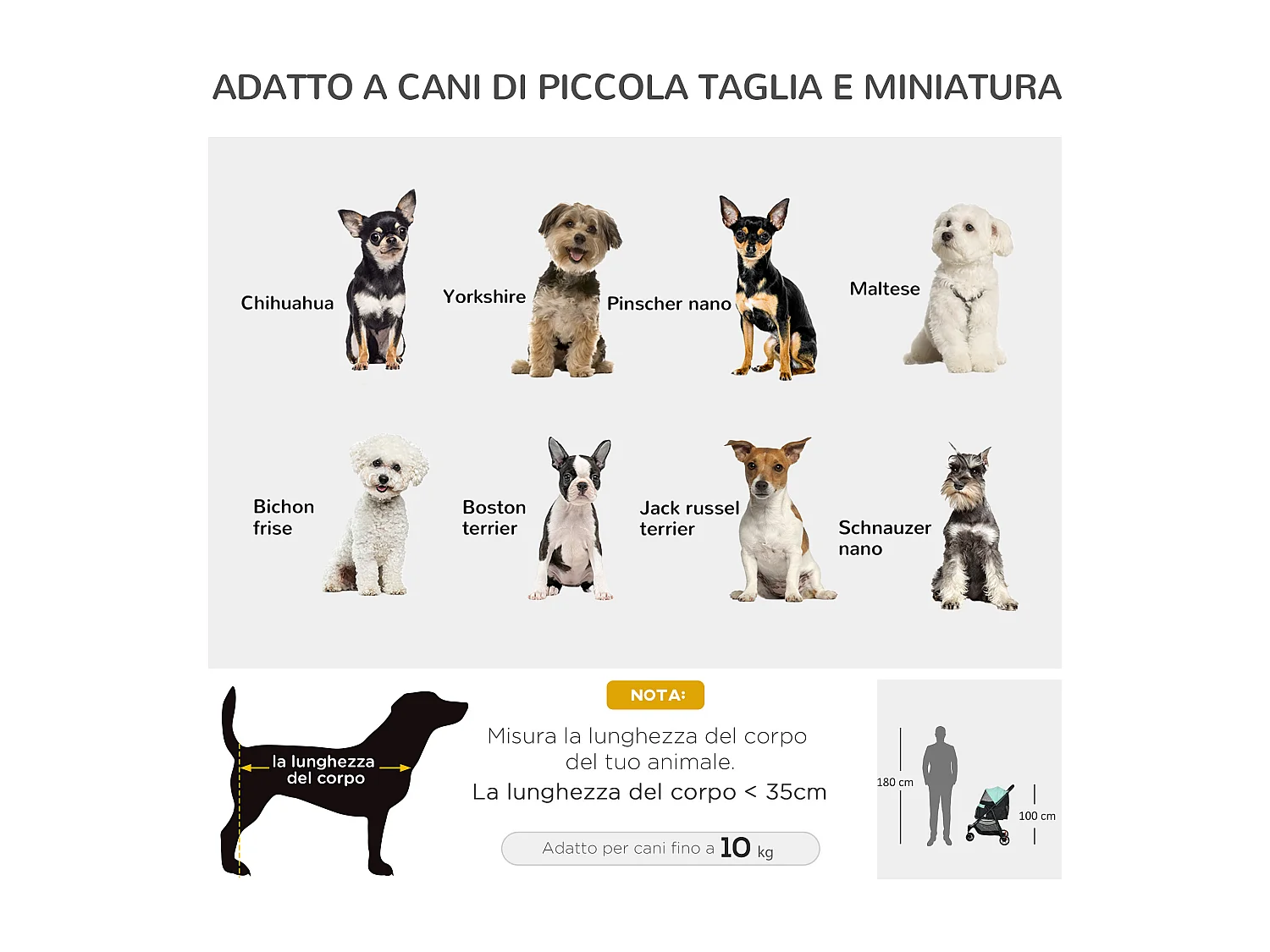 Passeggino cani pieghevole con 3 ruote e copertura antipioggia verde