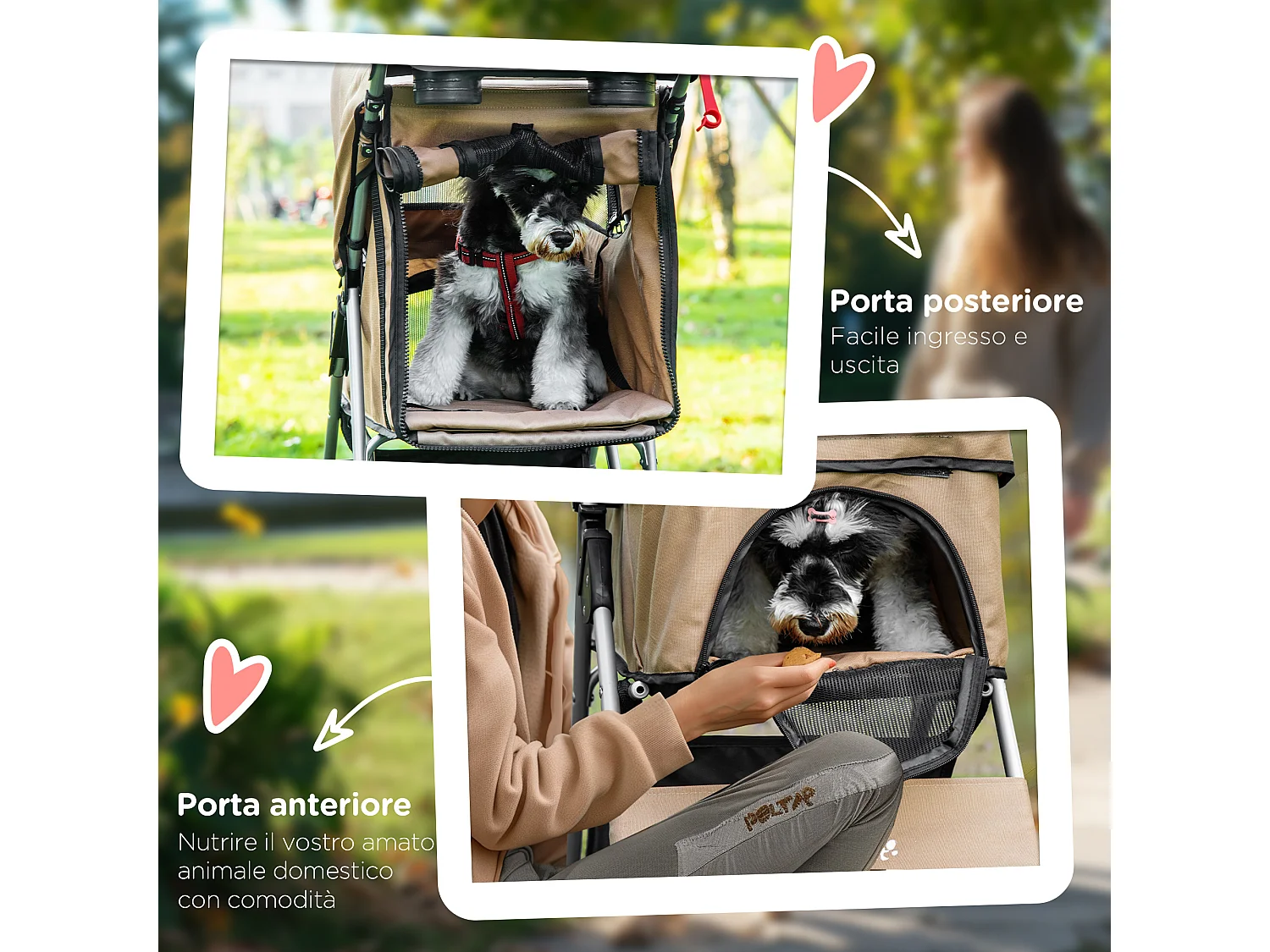 Passeggino per cani piccoli e mini pieghevole con cestino e rete caffè