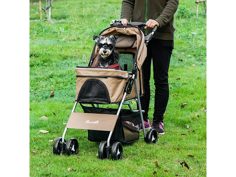 Passeggino per cani piccoli e mini pieghevole con cestino e rete caffè