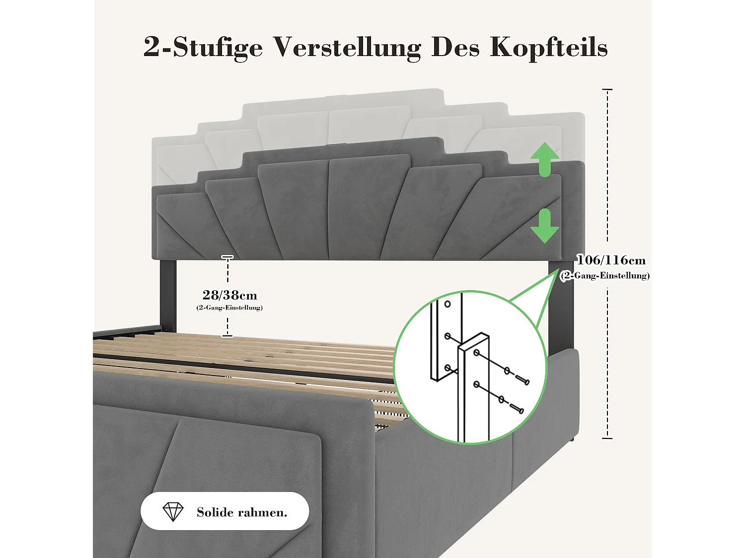 Lit coffre rembourré 160x200 cm en velours gris - avec 4 tiroirs - ports USB et Type-C - éclairage LED RGB - design futuriste