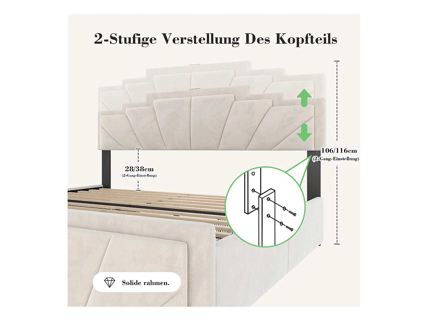 Lit coffre rembourré 160x200 cm en velours beige - avec 4 tiroirs - ports USB et Type-C - éclairage LED RGB - design futuriste