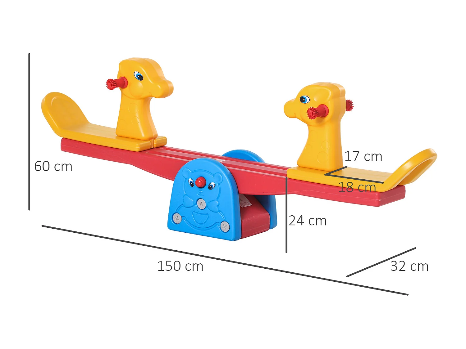 Altalena a bilancia per bimbi età 1-4 anni maniglie antiscivolo
