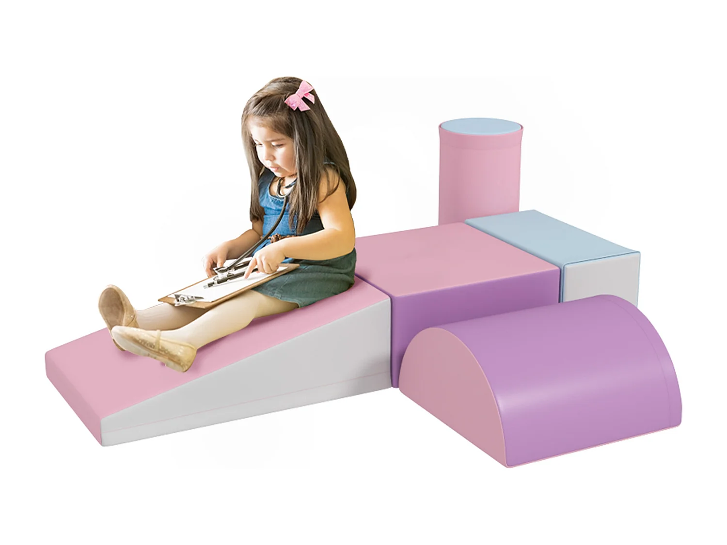 Set costruzioni morbide per bambini con 5 blocchi multicolore